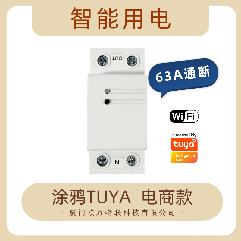 WiFi物联网控制器 63A开关定时器 导轨式继电器电能表 涂鸦智慧用电
