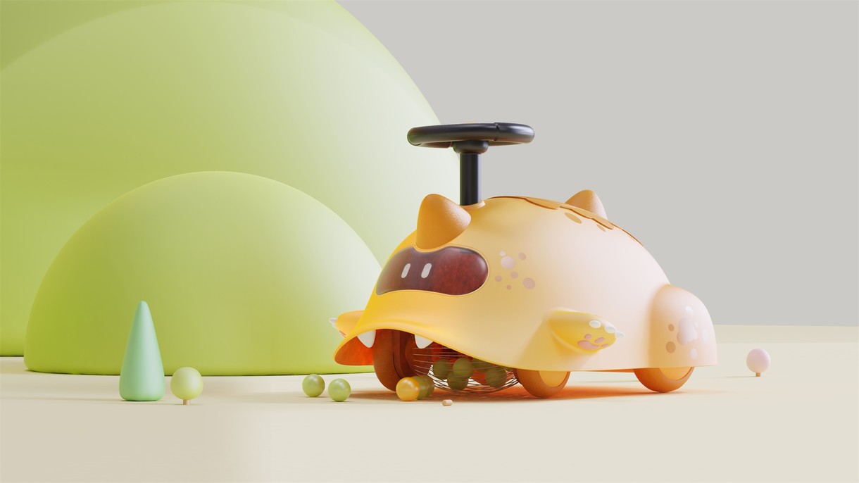 新型儿童滑行车—小怪兽滚球主题工业/产品设计