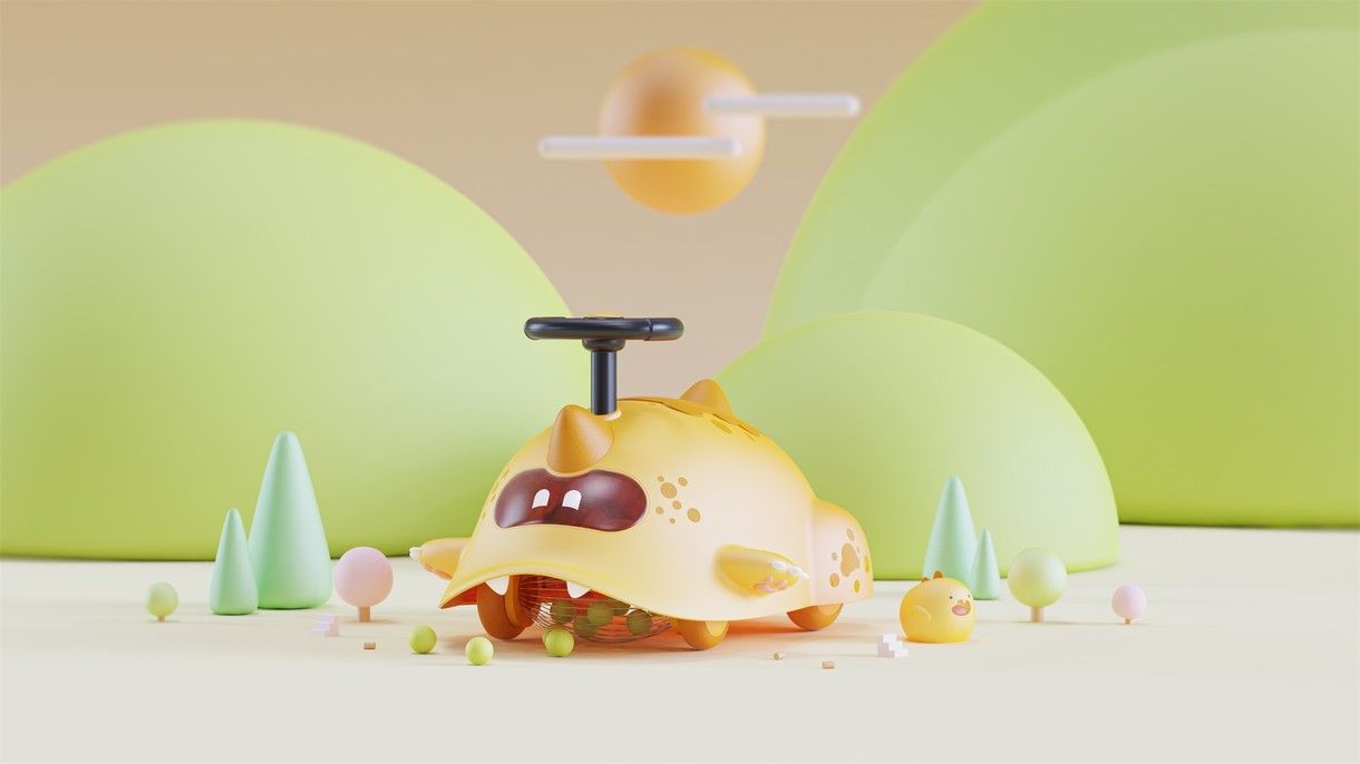 新型儿童滑行车—小怪兽滚球主题工业/产品设计