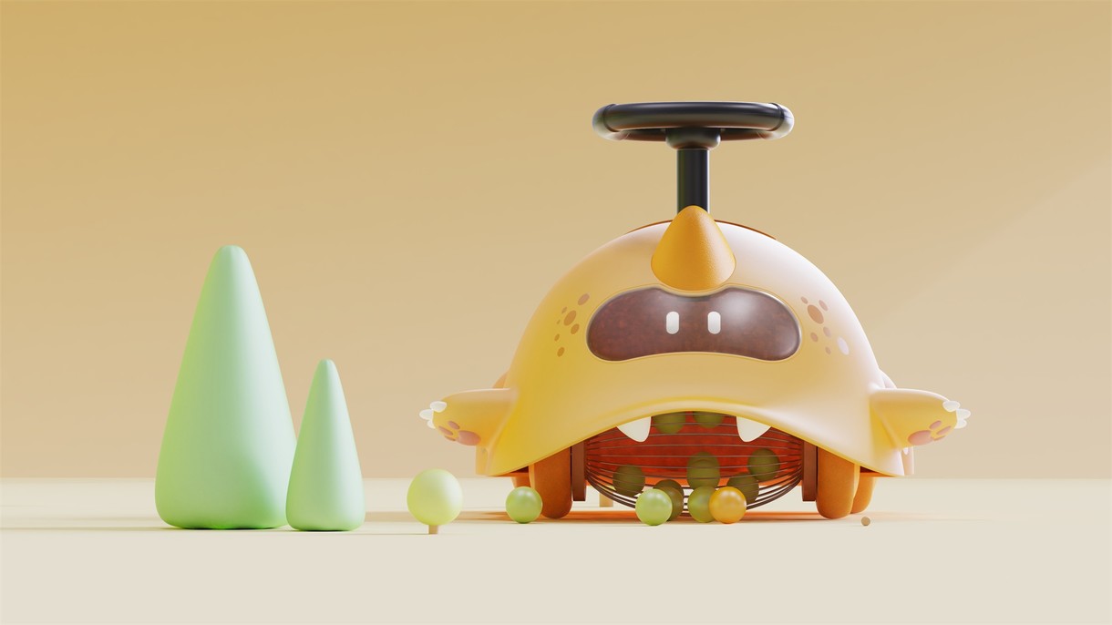 新型儿童滑行车—小怪兽滚球主题工业/产品设计