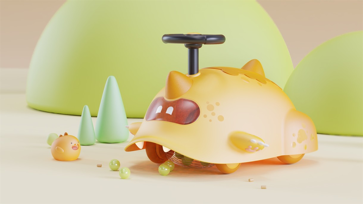 新型儿童滑行车—小怪兽滚球主题工业/产品设计